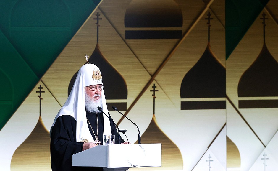 Patriarch Kirill of Moscow and All Russia at the plenary session of the World Russian People’s Council.