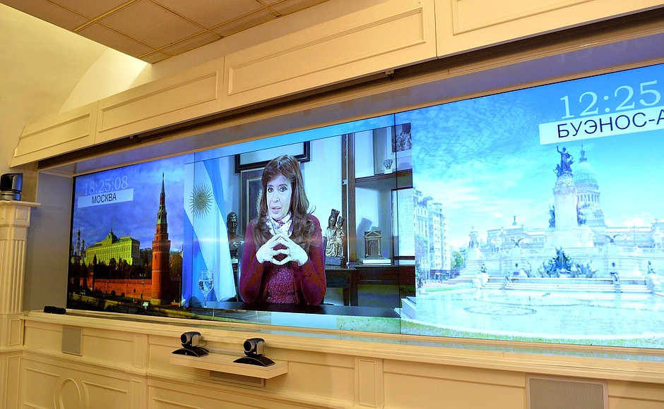 Videoconference with President of Argentina Cristina Fernandez de Kirchner.