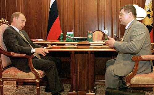President Vladimir Putin with Justice Minister Yury Chaika.