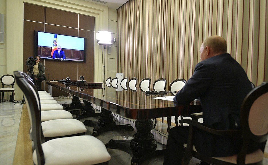 Meeting with President of Moldova Igor Dodon (via videoconference).