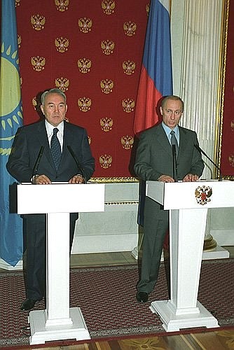 President Putin at the joint news conference with Nursultan Nazarbayev, Kazakhstan\'s President, following their talks.