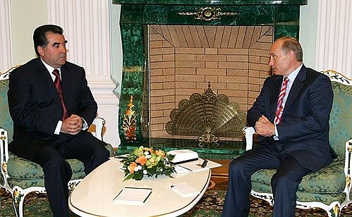 A meeting with the President of Tajikistan, Emomali Rakhmonov.