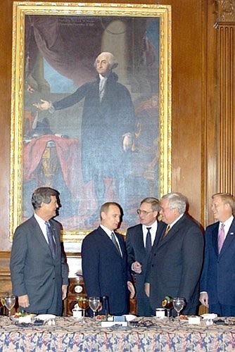 C. President Vladimir Putin meeting with US Congress leaders.