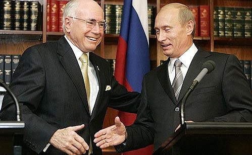 With Australian Prime Minister John Howard during their joint press conference.