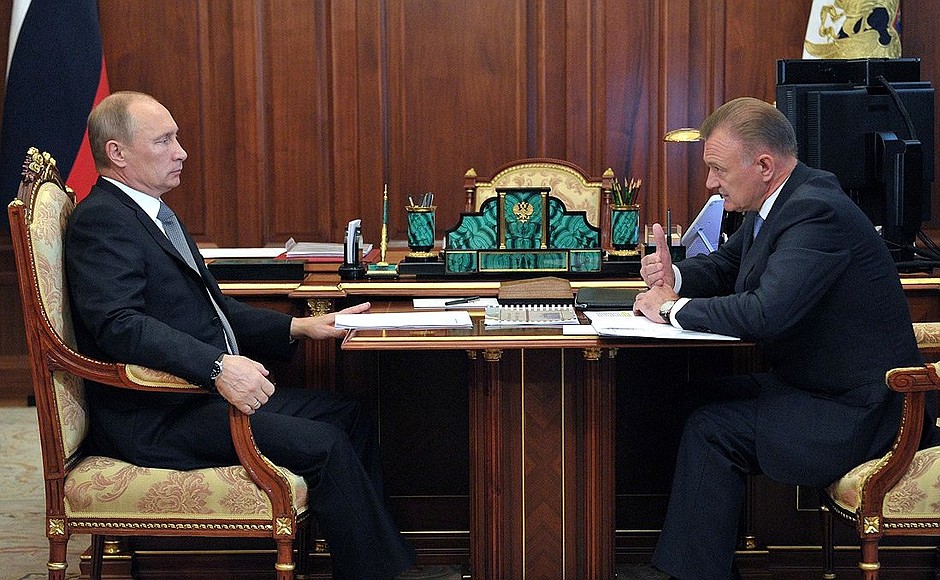 With Acting Governor of Ryazan Region Oleg Kovalev.