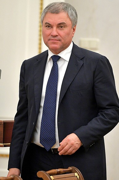 State Duma Speaker Vyacheslav Volodin before a meeting with permanent members of the Security Council.