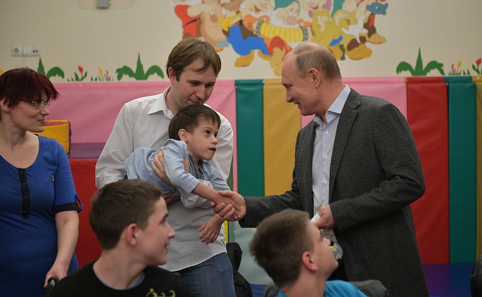 During a visit to children’s hospice in St Petersburg.