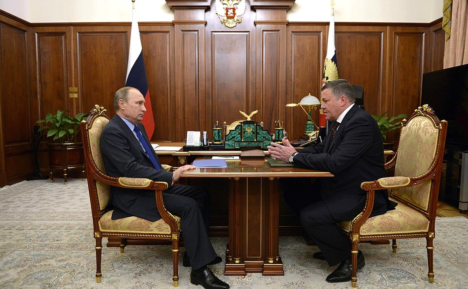 With Vologda Region Governor Oleg Kuvshinnikov.