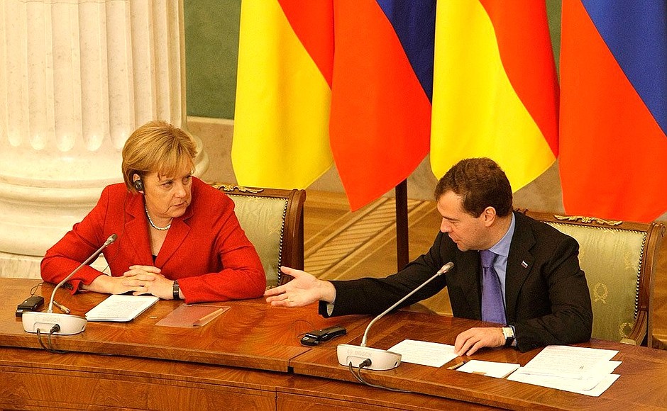 Russian-German intergovernmental consultations. With Federal Chancellor of Germany Angela Merkel.