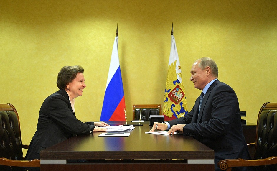 With Governor of Khanty-Mansi Autonomous Area Natalya Komarova.