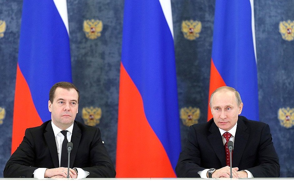 With Prime Minister Dmitry Medvedev.