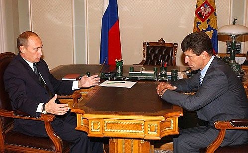 Meeting with Presidential Plenipotentiary Envoy in the Southern Federal District Dmitry Kozak.