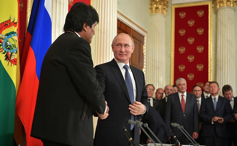 With President of the Plurinational State of Bolivia Evo Morales.