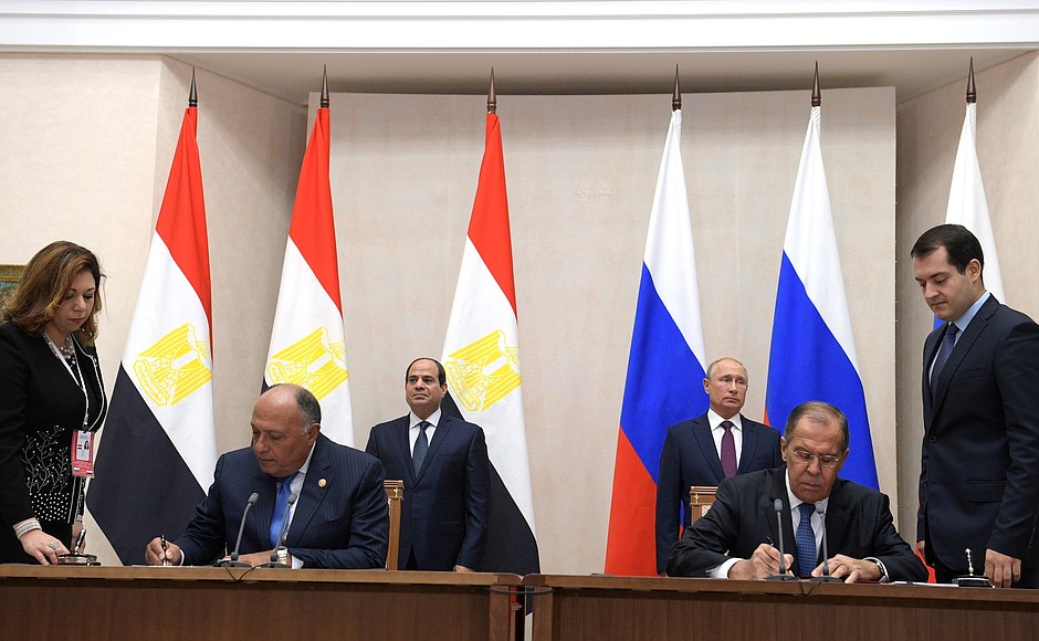 Sergei Lavrov and Sameh Shoukry signed the Memorandum of Understanding between the Russian Foreign Ministry and the Egyptian Foreign Ministry on Strategic Political Consultations.