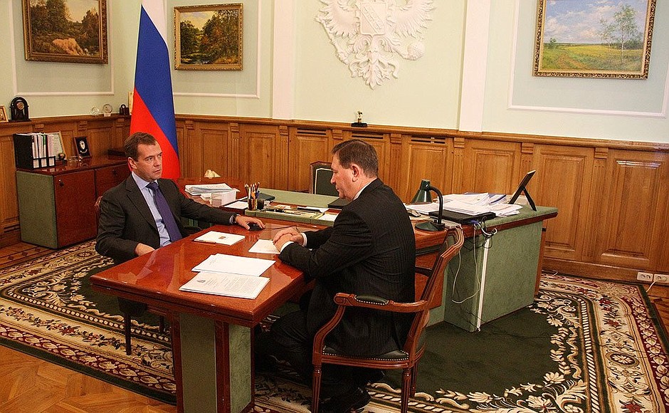 With Governor of Kursk Region Alexander Mikhailov.