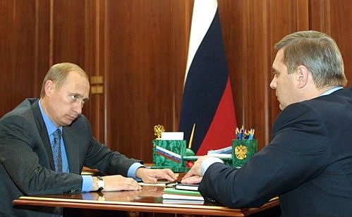 President Putin meeting Prime Minister Mikhail Kasyanov.