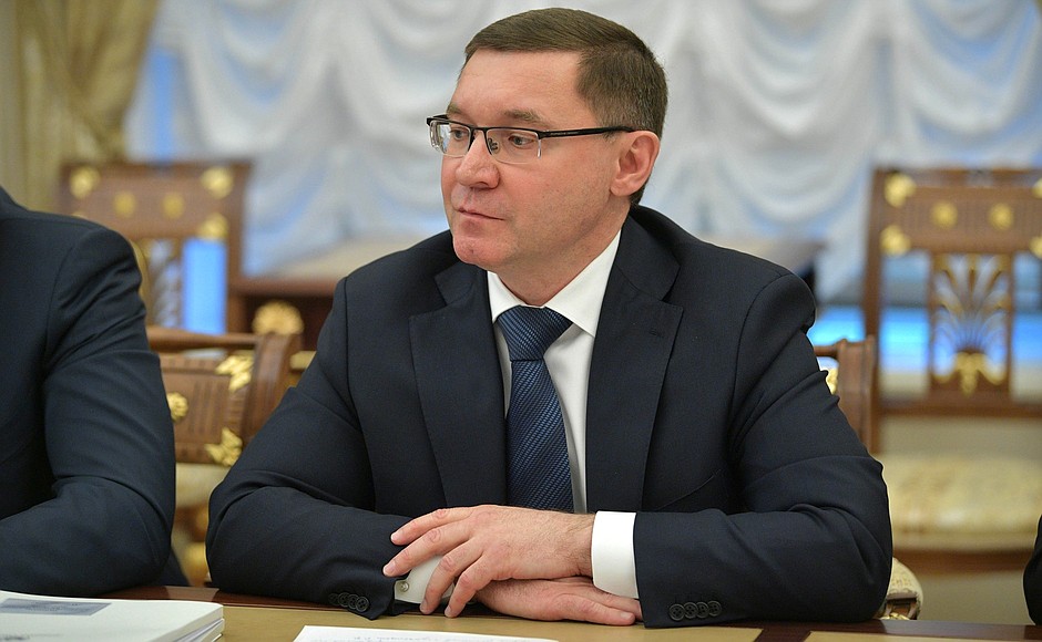 Minister of Construction and Housing and Utilities Vladimir Yakushev at the meeting with Government members.