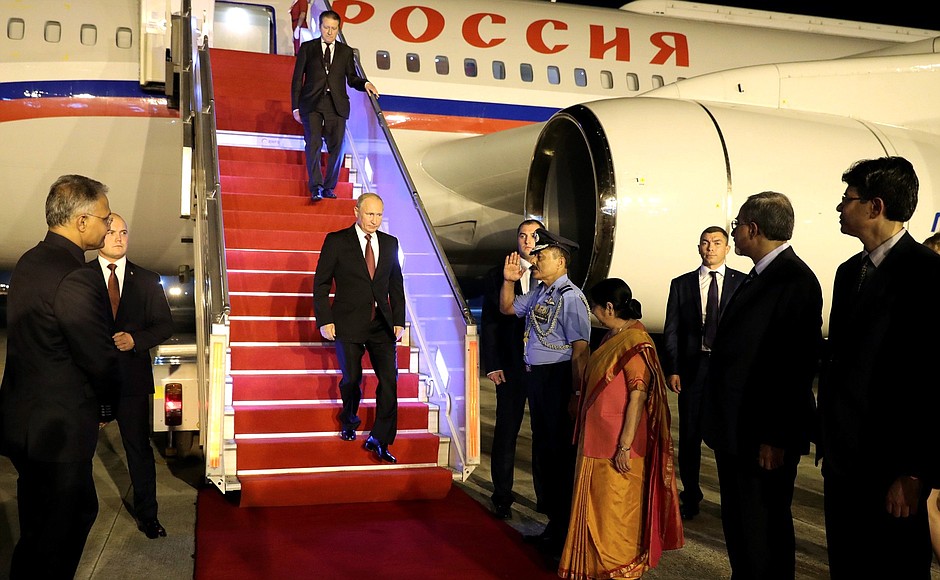 Vladimir Putin arrives in India on an official visit.