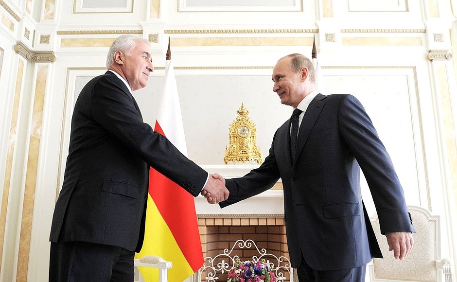 With President of South Ossetia Leonid Tibilov.