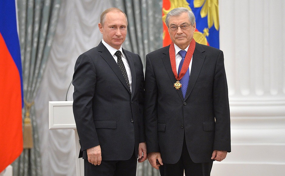 Vice President of the Russian Academy of Sciences Anatoly Grigoryev awarded the Order for Services to the Fatherland, II Degree.
