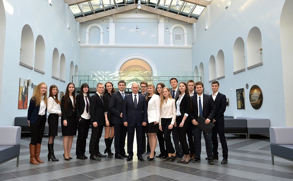 With participants of a meeting with students at St Petersburg State University’s Graduate School of Management.