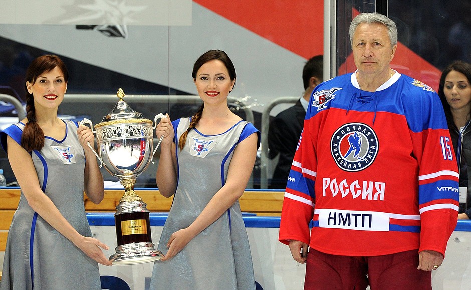 Night Hockey League President Alexander Yakushev after the gala match of the League’s tournament.
