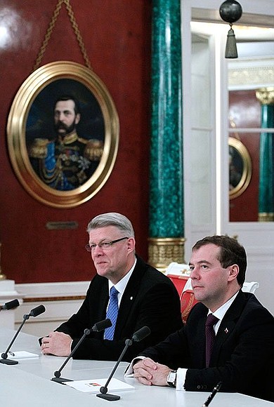 Пресс-конференция по итогам российско-латвийских переговоров. С Президентом Латвийской Республики Валдисом Затлерсом.