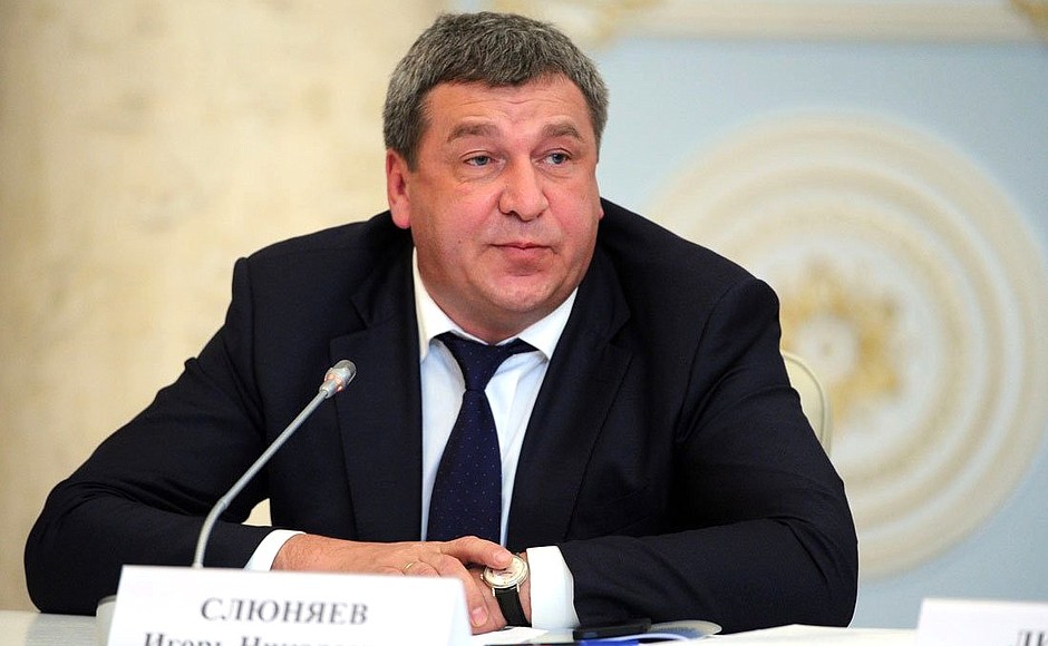Minister of Regional Development Igor Slyunyayev at the meeting of Council for Interethnic Relations.