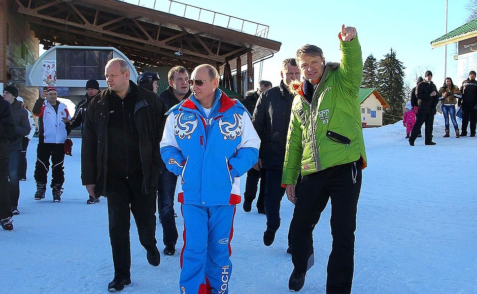 At the Krasnaya Polyana Alpine Ski Resort. With Krasnodar Territory Governor Alexander Tkachev.