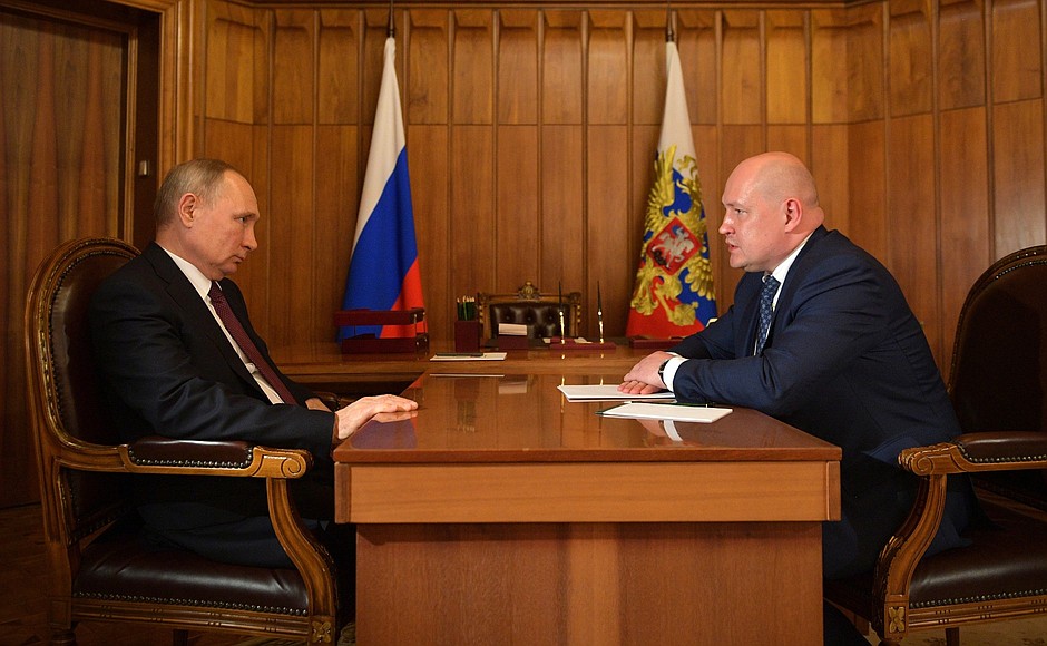 Meeting with Acting Governor of Sevastopol Mikhail Razvozhayev.