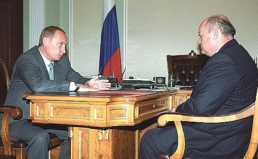 President Putin with Mikhail Fradkov, Russia\'s Envoy to the European Commission.