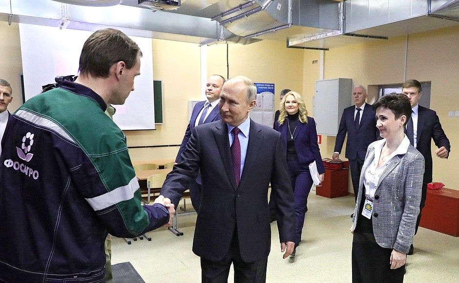 During a visit to Cherepovets Chemical-Engineering College.