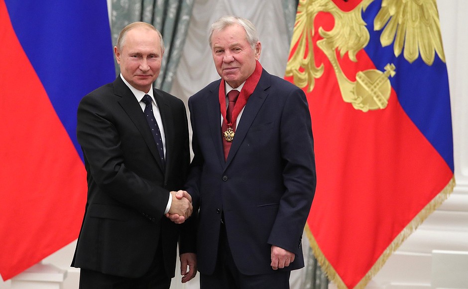Ceremony for presenting state decorations. The Order for Services to the Fatherland II degree was awarded to Boris Mayorov, Chairman of the HC Spartak Former Players’ Council.