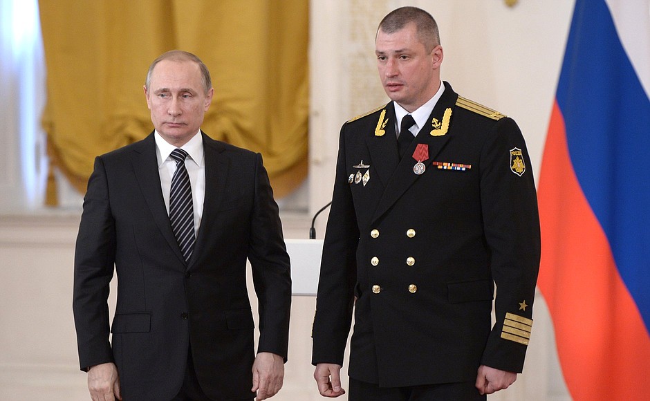 Second-class Captain Andrei Adamsky is awarded the Medal of Order for Services to the Fatherland, II degree.