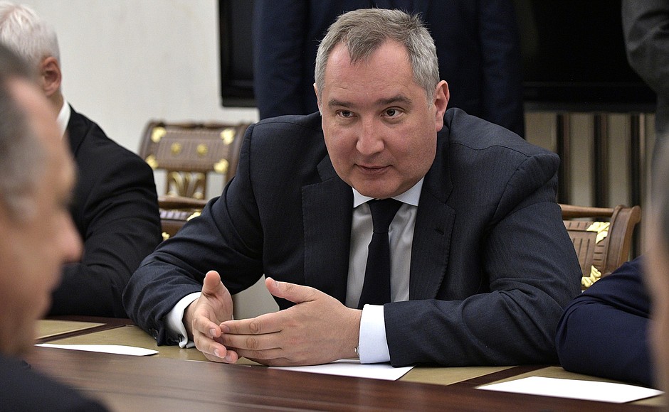 Deputy Prime Minister Dmitry Rogozin before a meeting with Government members.