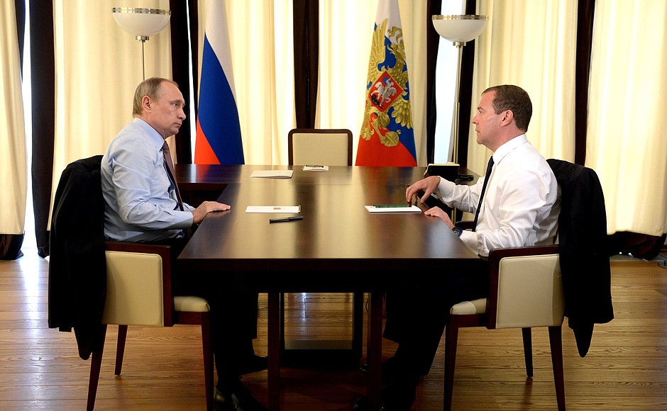 С Председателем Правительства Дмитрием Медведевым.