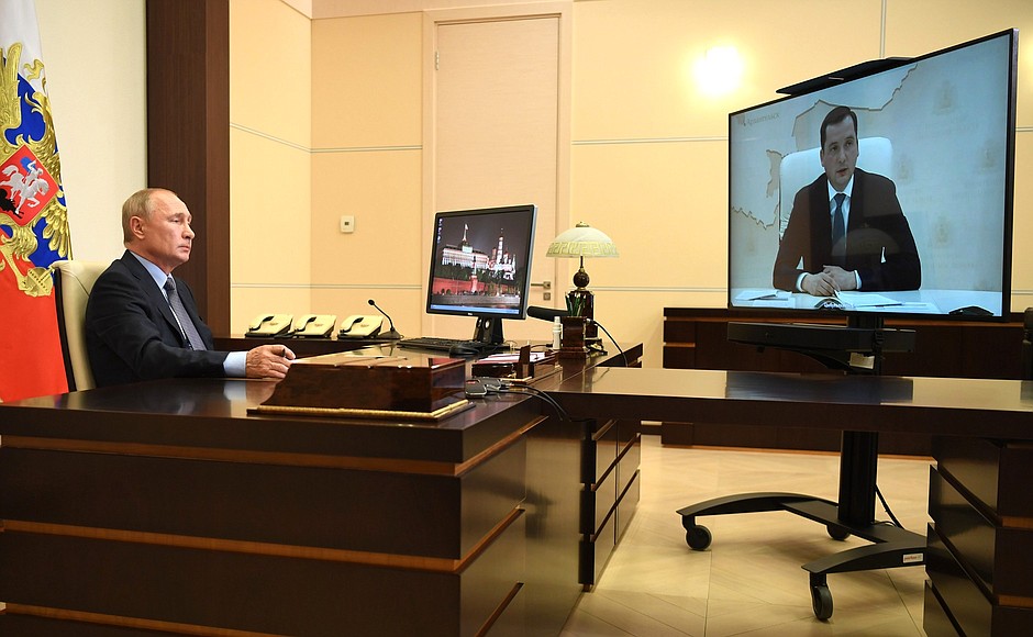 Meeting with Acting Governor of Arkhangelsk Region Alexander Tsybulsky (via videoconference).