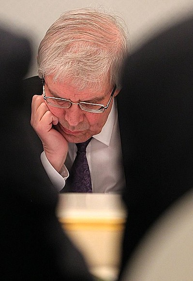 Central Bank Chairman Sergei Ignatyev at a meeting on economic issues.