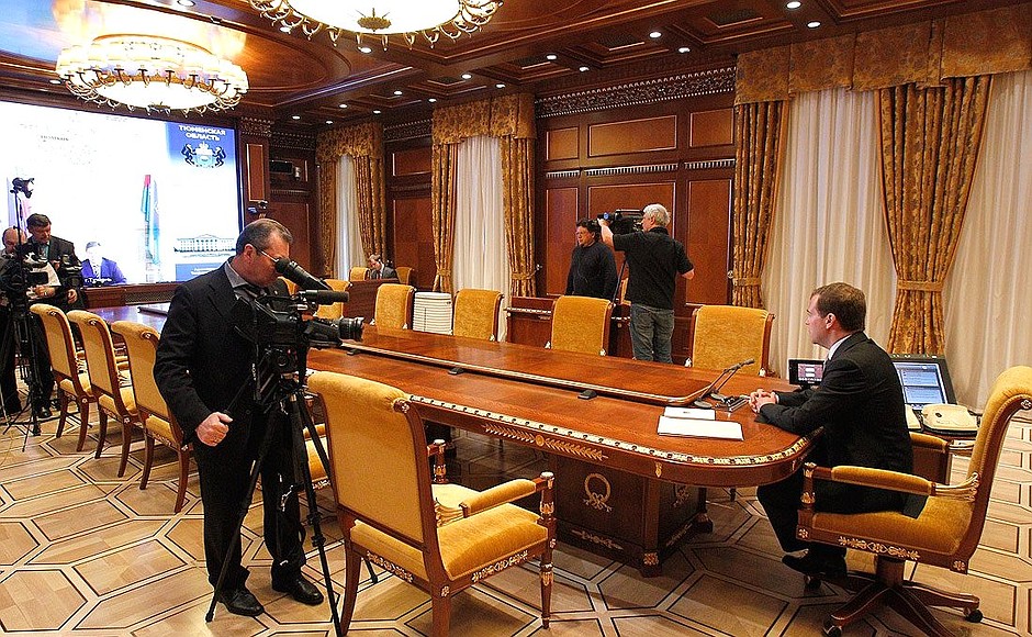 Video conference with Tyumen Region Governor Vladimir Yakushev.