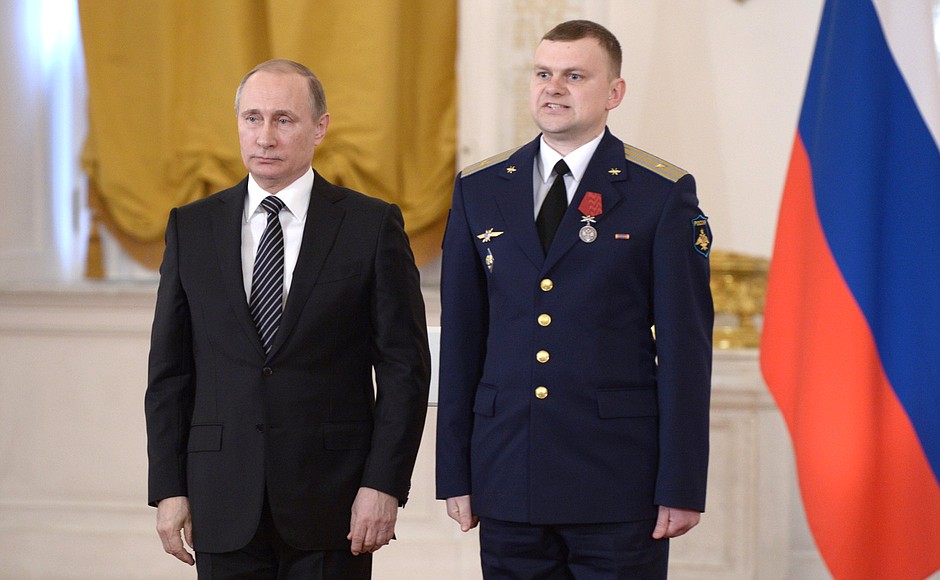 Major Anton Kanorsky is awarded the Medal of Order for Services to the Fatherland, II degree.