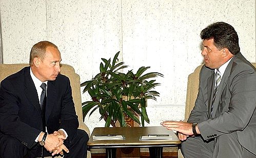 President Putin meeting with Governor of the Stavropol Region Alexander Chernogorov.