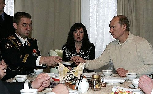 With the family of military serviceman Igor Khalezov.