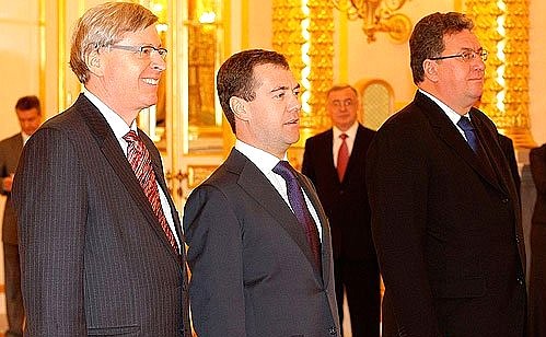 Presentation of foreign ambassadors’ letters of credence. With Ambassador of Ireland Philip McDonagh (left) and Presidential Aide Sergei Prikhodko.