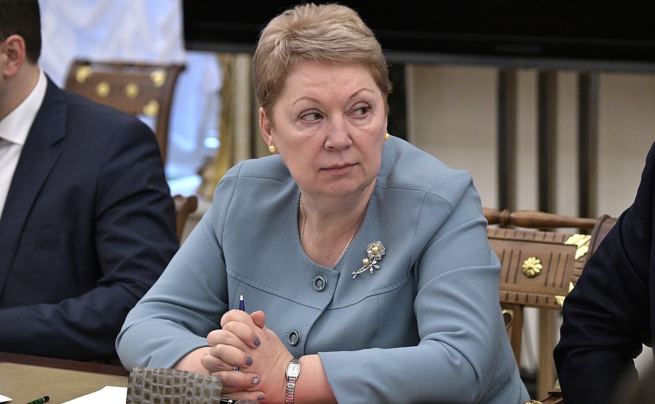 Education and Science Minister Olga Vasilyeva before a meeting with Government members.