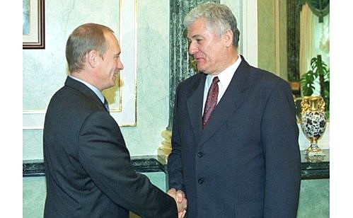 With Moldovan President Vladimir Voronin.