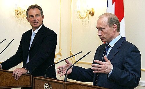 Joint press conference with British Prime Minister Anthony Blair.
