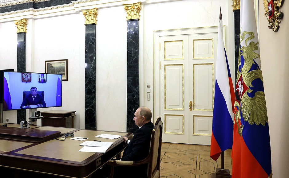 Meeting with Sakhalin Region Governor Valery Limarenko (via videoconference).