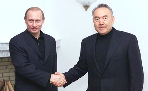Vladimir Putin with Nursultan Nazarbayev, President of the Republic of Kazakhstan.