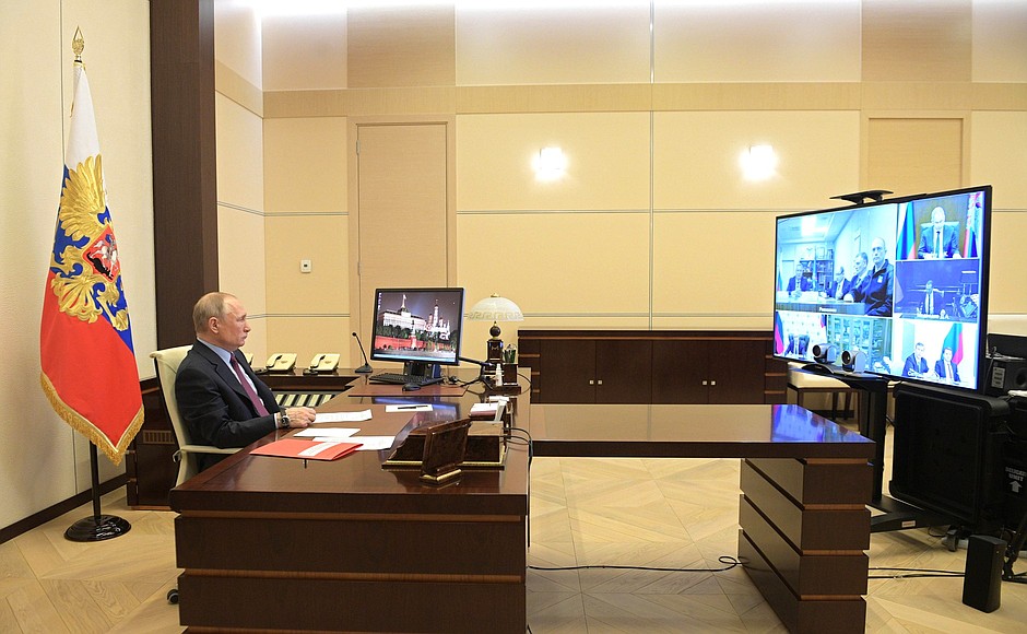 Meeting on rocket and space sector development, held via videoconference.