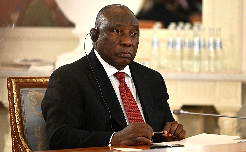 President of the South Africa Republic Cyril Ramaphosa at the meeting with heads of delegations of African states.